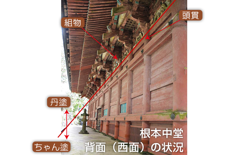 根本中堂 背面（西側）の状況